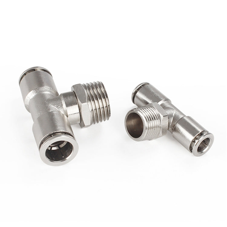 PB6-02 LAIZE Nickel Plated Copper Male Tee Branch Pneumatic Quick Connector -  by LAIZE | Online Shopping UK | buy2fix