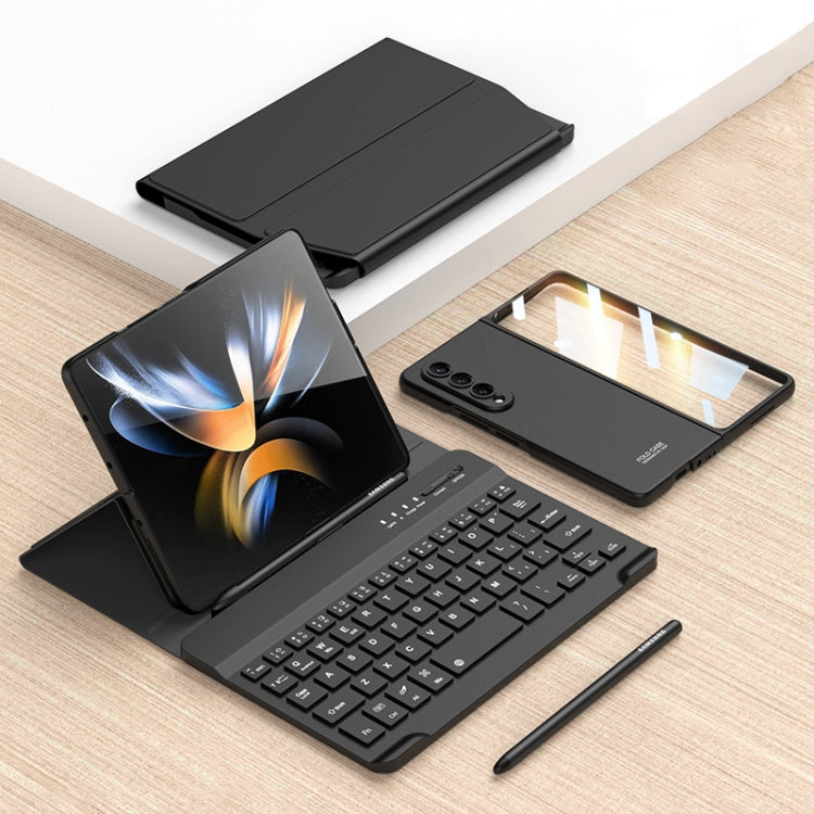 For Samsung Galaxy Z Fold4 5G Magnetic Folding Bluetooth Keyboard Leather Case(Black) - Mobile Accessories by buy2fix | Online Shopping UK | buy2fix