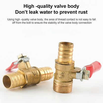 LAIZE Pneumatic Hose Connector Copper Ball Valve, Specification:Outside 4-Barb 10mm -  by LAIZE | Online Shopping UK | buy2fix