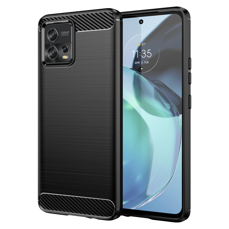 For Motorola Moto G72 5G Brushed Texture Carbon Fiber TPU Phone Case(Black) - Motorola Cases by buy2fix | Online Shopping UK | buy2fix