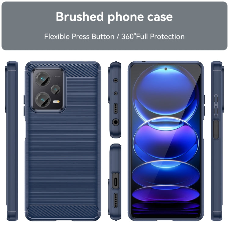 For Xiaomi Redmi Note 12 Pro+ China / Global Brushed Texture Carbon Fiber TPU Phone Case(Blue) - Note 12 Pro+ Cases by buy2fix | Online Shopping UK | buy2fix