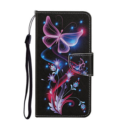 For Xiaomi Redmi A1 Colored Drawing Pattern Leather Phone Case(Fluorescent Butterfly) - Xiaomi Cases by buy2fix | Online Shopping UK | buy2fix