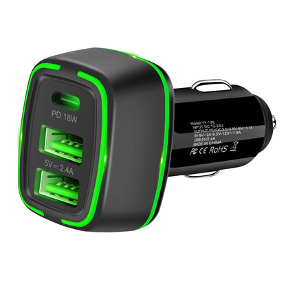 ACC-178 30W Dual USB+USB-C/Type-C Fast Charge Car Charger(Black) - In Car by buy2fix | Online Shopping UK | buy2fix