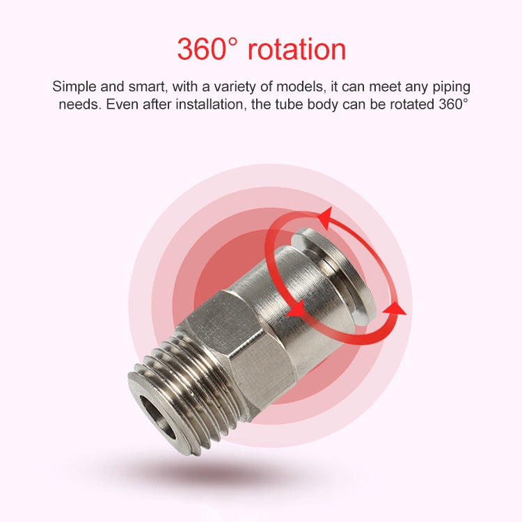 PC12-03 LAIZE Nickel Plated Copper Male Thread Straight Pneumatic Quick Connector -  by LAIZE | Online Shopping UK | buy2fix