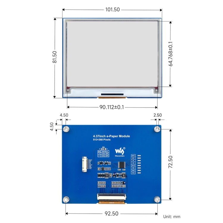 Waveshare 4.37 inch 512×368 E-Paper Module - Consumer Electronics by WAVESHARE | Online Shopping UK | buy2fix