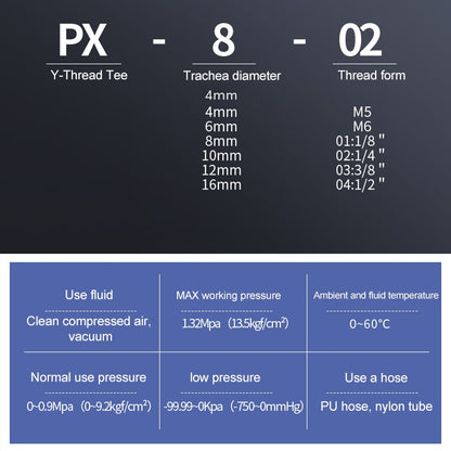 PX4-01 LAIZE 10pcs Plastic Y-type Tee Male Thread Pneumatic Quick Connector -  by LAIZE | Online Shopping UK | buy2fix