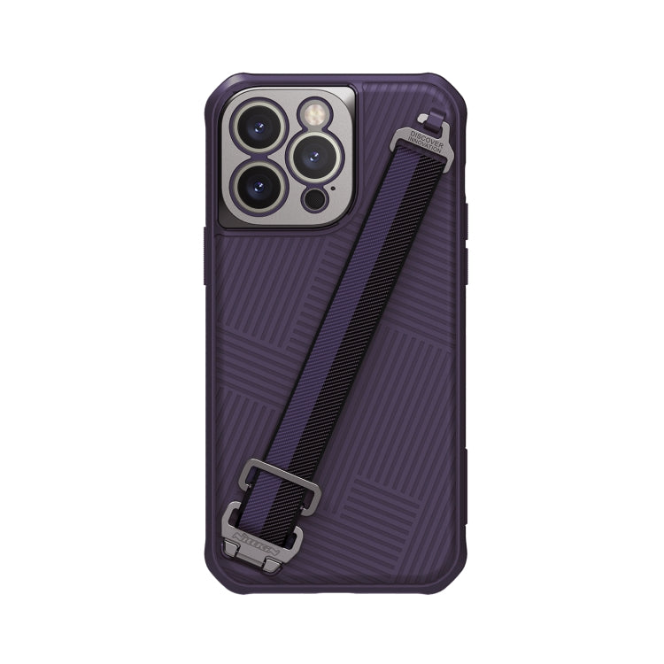 For iPhone 14 Pro Max NILLKIN Full Coverage Phone Case with Wrist Strap(Purple) - iPhone 14 Pro Max Cases by NILLKIN | Online Shopping UK | buy2fix