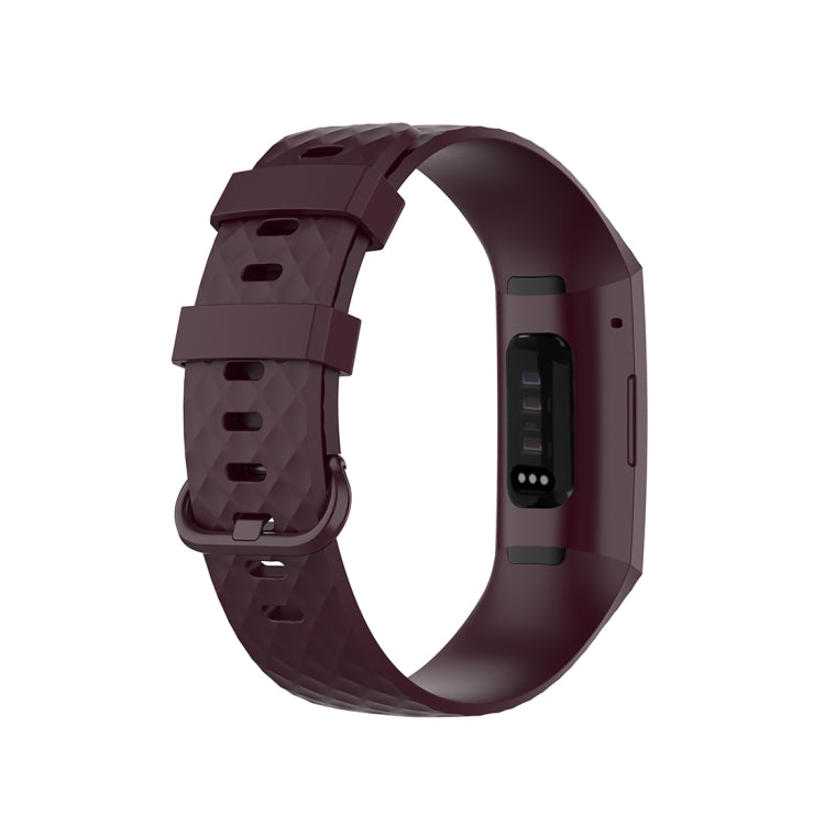 Color Buckle TPU Wrist Strap Watch Band for Fitbit Charge 4 / Charge 3 / Charge 3 SE, Size: S(Rosewood) - Smart Wear by buy2fix | Online Shopping UK | buy2fix