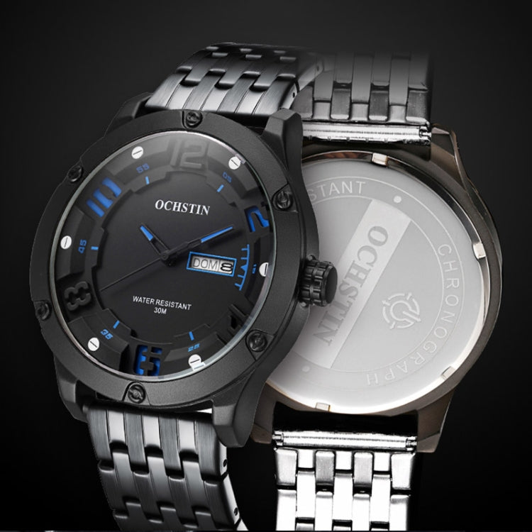 OCHSTIN 7255 Fashion Steel Strap Day-date Quartz Men Watch(Black Beige) - Metal Strap Watches by OCHSTIN | Online Shopping UK | buy2fix