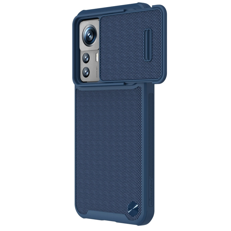 For Xiaomi 12T Pro NILLKIN 3D Textured Camshield PC + TPU Phone Case(Blue) - Xiaomi Cases by NILLKIN | Online Shopping UK | buy2fix