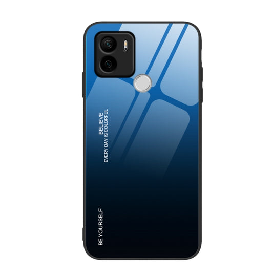 For Xiaomi Redmi A1+ Gradient Color Glass Phone Case(Blue Black) - Xiaomi Cases by buy2fix | Online Shopping UK | buy2fix