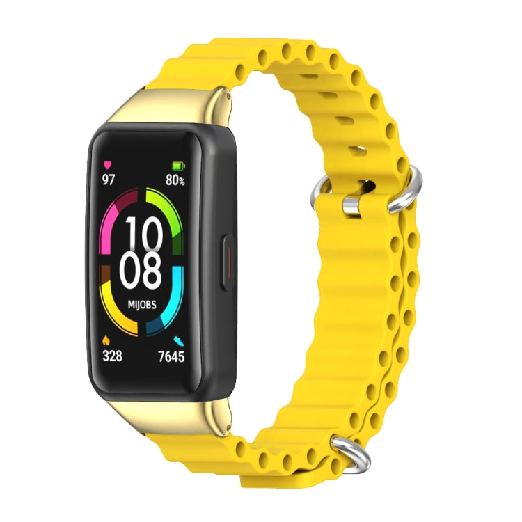 For Huawei Band 6 / Honor Band 6 / 7 MIJOBS CS Marine Silicone Breathable Watch Band(Yellow Gold) - Watch Bands by MIJOBS | Online Shopping UK | buy2fix