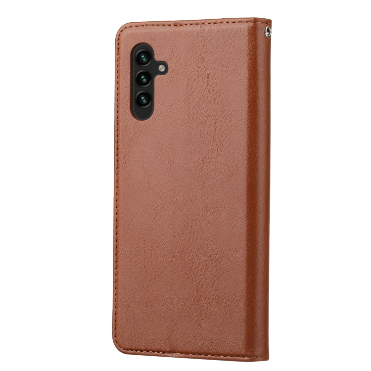 For Samsung Galaxy A34 5G Knead Skin Texture Flip Leather Phone Case(Brown) - Galaxy Phone Cases by buy2fix | Online Shopping UK | buy2fix