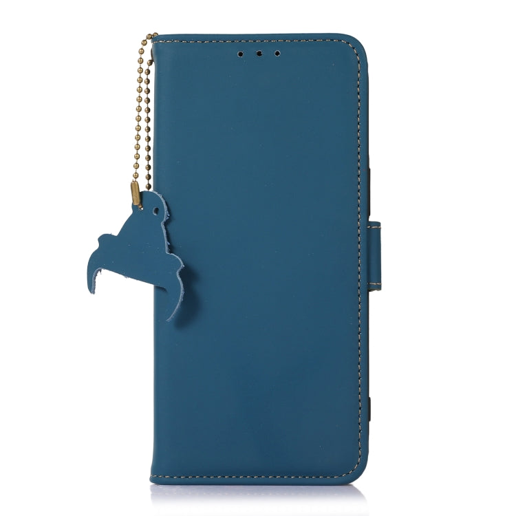 For Motorola Moto G53 5G Genuine Leather Magnetic RFID Leather Phone Case(Blue) - Motorola Cases by buy2fix | Online Shopping UK | buy2fix