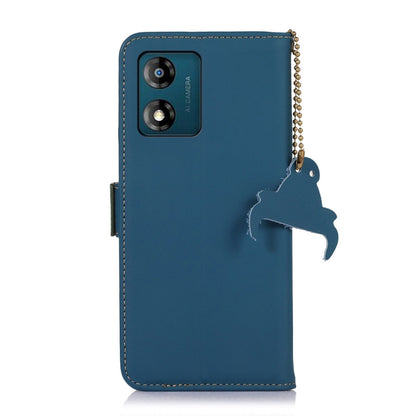 For Motorola Moto G53 5G Genuine Leather Magnetic RFID Leather Phone Case(Blue) - Motorola Cases by buy2fix | Online Shopping UK | buy2fix