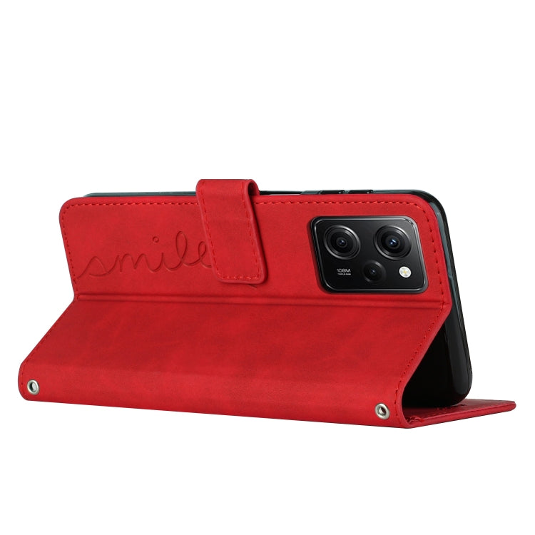 For Xiaomi Redmi Note 12 Pro Speed / Poco X5 Pro 5G Skin Feel Heart Pattern Leather Phone Case(Red) - Xiaomi Cases by buy2fix | Online Shopping UK | buy2fix