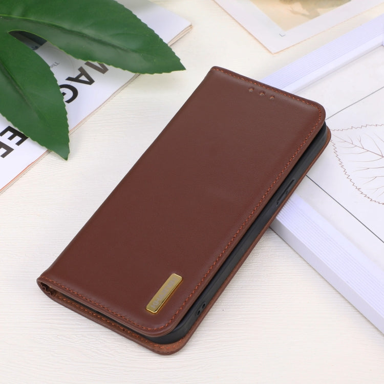 For Motorola Moto E13 4G 2023 KHAZNEH Nappa Top Layer Cowhide Leather Phone Case(Brown) - Motorola Cases by buy2fix | Online Shopping UK | buy2fix