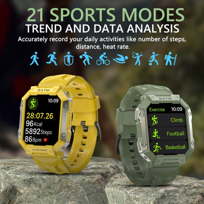 PG333 1.91 inch Waterproof Smart Sports Watch Support Heart Rate Monitoring / Blood Pressure Monitoring(Yellow) - Smart Wear by buy2fix | Online Shopping UK | buy2fix