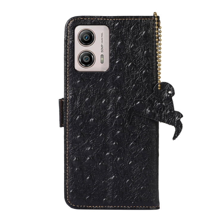 For Motorola Moto G53 5G / G13 / G23 Ostrich Pattern Genuine Leather RFID Phone Case(Black) - Motorola Cases by buy2fix | Online Shopping UK | buy2fix