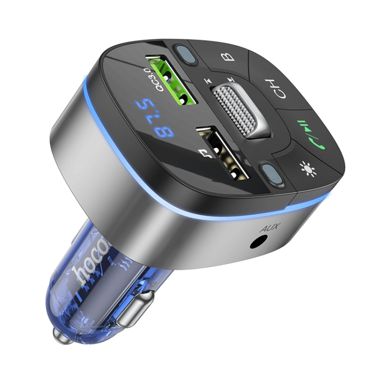 hoco E71 Car QC3.0 Fast Charge Bluetooth 5.0 MP3 Player FM Transmitter(Blue) - In Car by hoco | Online Shopping UK | buy2fix