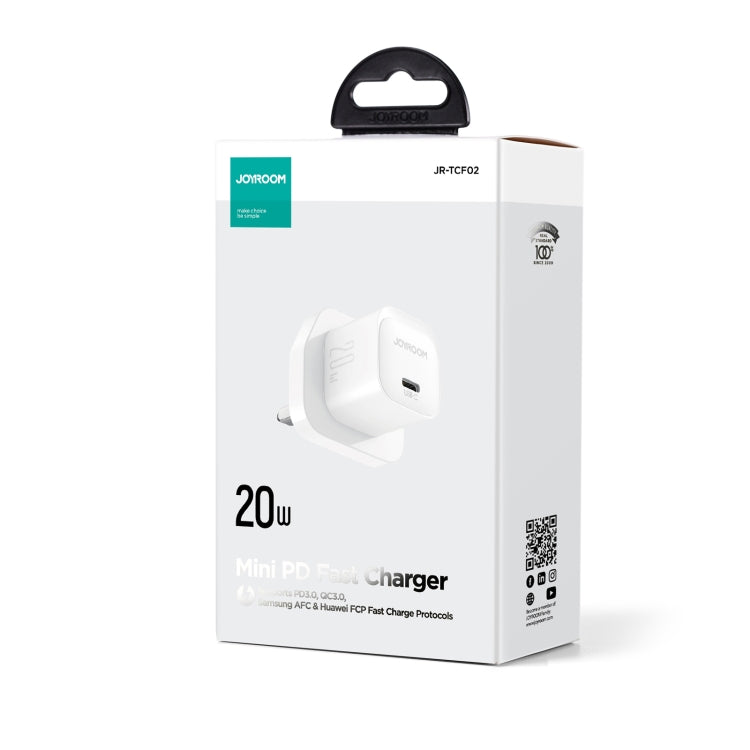 JOYROOM JR-TCF02 PD Type-C 20W Mini Charger, Plug:UK Plug(White) - USB Charger by JOYROOM | Online Shopping UK | buy2fix