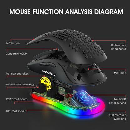 HXSJ X600 6 Keys RGB Luminous Macro Programming Wired Gaming Mouse(Black) - Wired Mice by HXSJ | Online Shopping UK | buy2fix