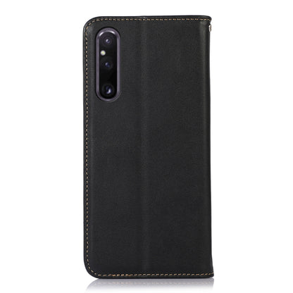 For Sony Xperia 1 V KHAZNEH Nappa Top Layer Cowhide Leather Phone Case(Black) - Sony Cases by buy2fix | Online Shopping UK | buy2fix