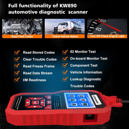 KONNWEI KW890 2 in 1 Car OBD2 Fault Detector + Maintenance Light Reseter - Code Readers & Scan Tools by KONNWEI | Online Shopping UK | buy2fix