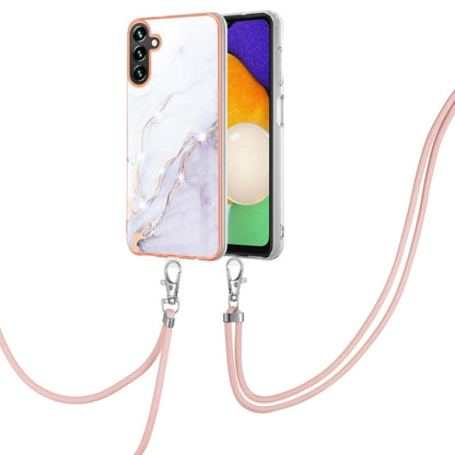 For Samsung Galaxy A54 5G Electroplating Marble IMD TPU Phone Case with Lanyard(White 006) - Galaxy Phone Cases by buy2fix | Online Shopping UK | buy2fix