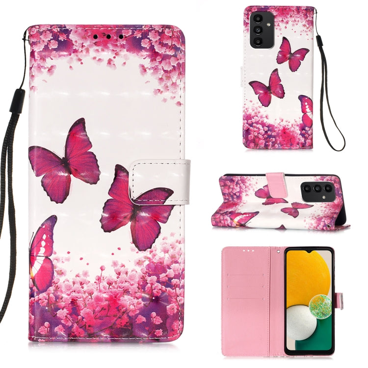 For Samsung Galaxy A34 5G 3D Painting Horizontal Flip Leather Phone Case(Rose Butterfly) - Galaxy Phone Cases by buy2fix | Online Shopping UK | buy2fix