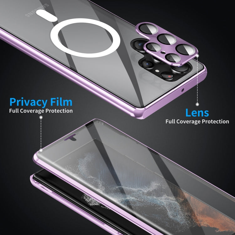 For Samsung Galaxy S23 Ultra 5G HD Full Cover Magsafe Magnetic Metal Tempered Glass Phone Case(Purple) - Galaxy S23 Ultra 5G Cases by buy2fix | Online Shopping UK | buy2fix