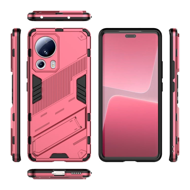 For Xiaomi 13 Lite Punk Armor 2 in 1 PC + TPU Shockproof Phone Case with Holder(Rose Red) - 13 Lite Cases by buy2fix | Online Shopping UK | buy2fix