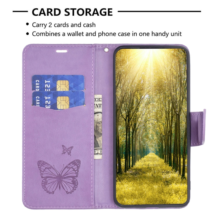 For Xiaomi Redmi Note 12 4G Global Two Butterflies Embossing Leather Phone Case(Purple) - Note 12 Cases by buy2fix | Online Shopping UK | buy2fix