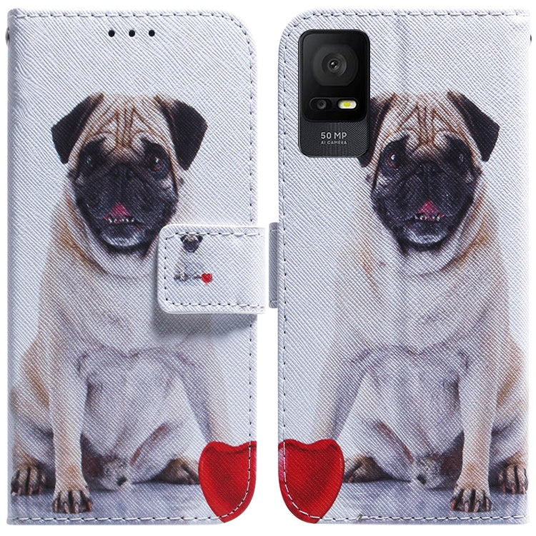 For TCL 408 Coloured Drawing Flip Leather Phone Case(Pug) - More Brand by buy2fix | Online Shopping UK | buy2fix