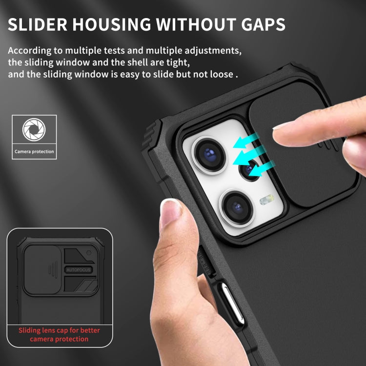 For Xiaomi Redmi Note 12 Pro 5G / Poco X5 Pro Stereoscopic Holder Sliding Camshield Phone Case(Black) - Note 12 Pro Cases by buy2fix | Online Shopping UK | buy2fix