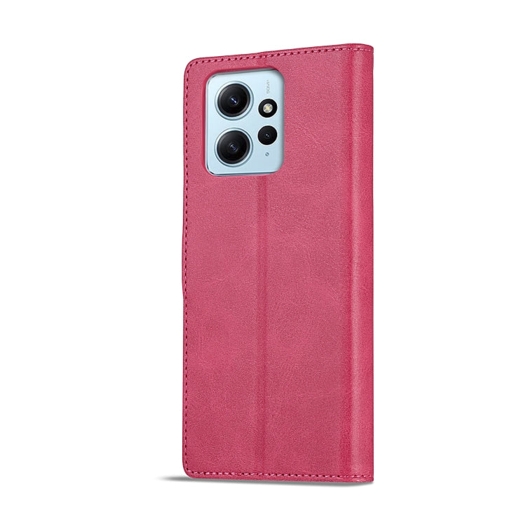 For Xiaomi Redmi Note 12 4G Global LC.IMEEKE Calf Texture Leather Phone Case(Red) - Note 12 Cases by LC.IMEEKE | Online Shopping UK | buy2fix