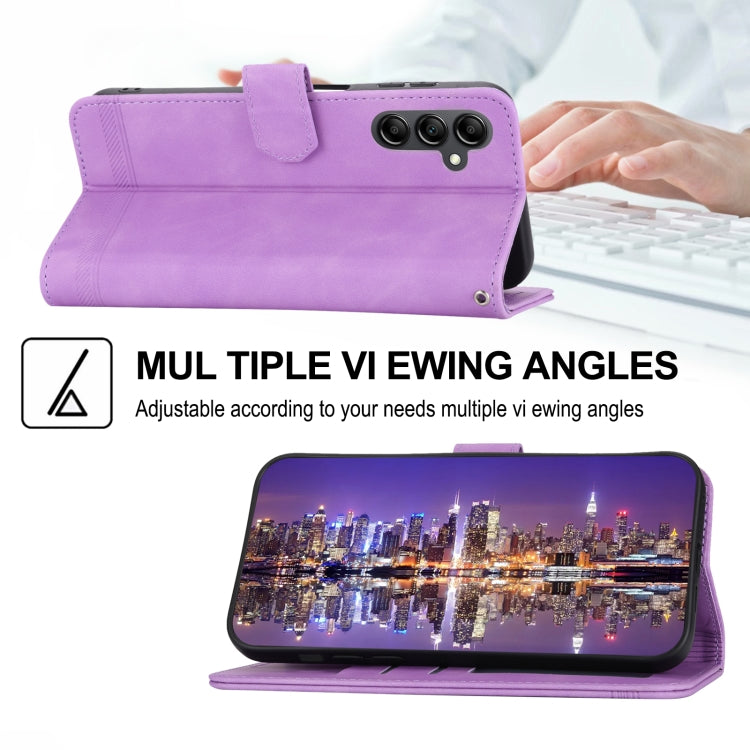 For Samsung Galaxy M14 5G Global Dierfeng Dream Line TPU + PU Leather Phone Case(Purple) - Galaxy Phone Cases by buy2fix | Online Shopping UK | buy2fix