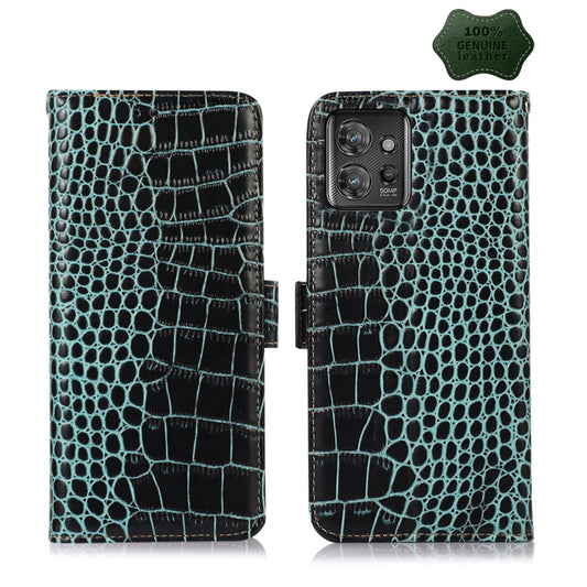 For Motorola ThinkPhone 5G Crocodile Top Layer Cowhide Leather Phone Case(Green) - Motorola Cases by buy2fix | Online Shopping UK | buy2fix