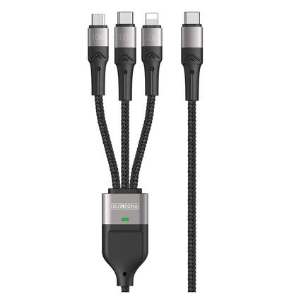 DUZZONA A4 5A USB-C / Type-C to USB-C / Type-C + 8 Pin + Micro USB Fast Charging Data Cable, Cable Length: 1.3m - Multifunction Cable by DUZZONA | Online Shopping UK | buy2fix