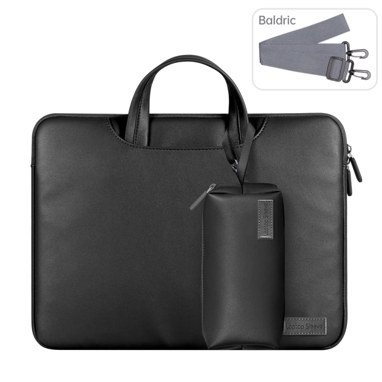 Waterproof PU Laptop Bag Inner Bag with Power Pack, Size:13 / 14 inch(Black) -  by buy2fix | Online Shopping UK | buy2fix