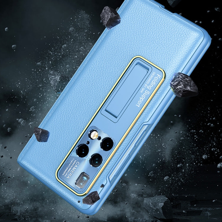 For Huawei Mate X2 GKK Integrated Magnetic Plain Leather Hinge Folding Phone Case(Blue) - Huawei Cases by GKK | Online Shopping UK | buy2fix