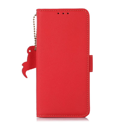 For Nokia C12 4G Side-Magnetic TJ Genuine Leather RFID Phone Case(Red) - Honor Cases by buy2fix | Online Shopping UK | buy2fix