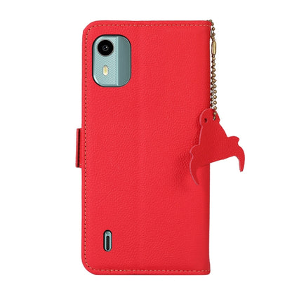 For Nokia C12 4G Side-Magnetic TJ Genuine Leather RFID Phone Case(Red) - Honor Cases by buy2fix | Online Shopping UK | buy2fix