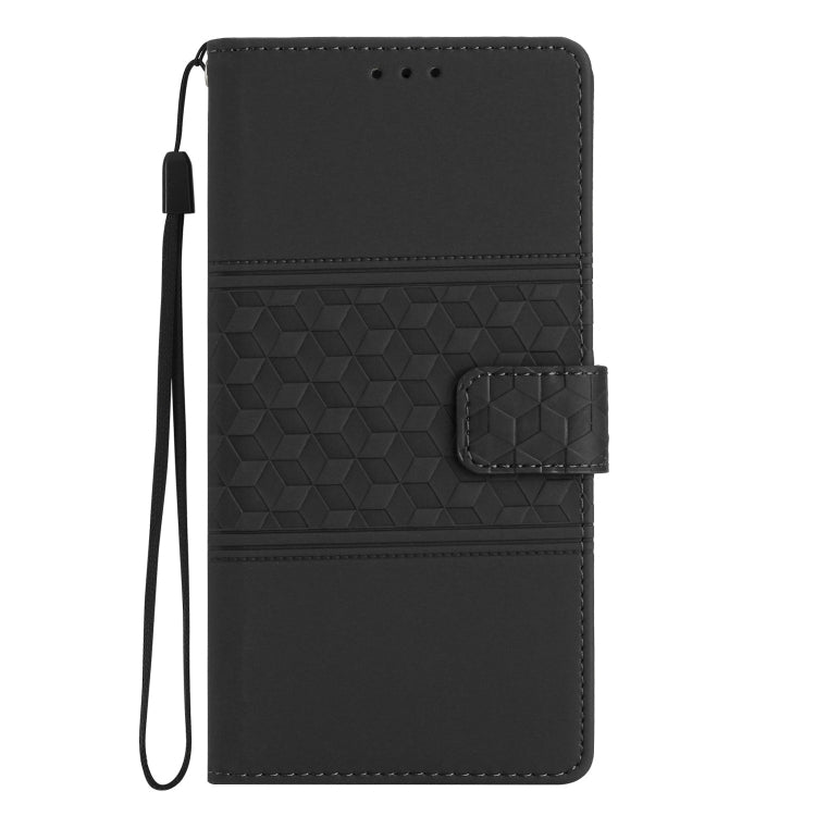 For TCL 40 SE Diamond Embossed Skin Feel Leather Phone Case with Lanyard(Black) - More Brand by buy2fix | Online Shopping UK | buy2fix