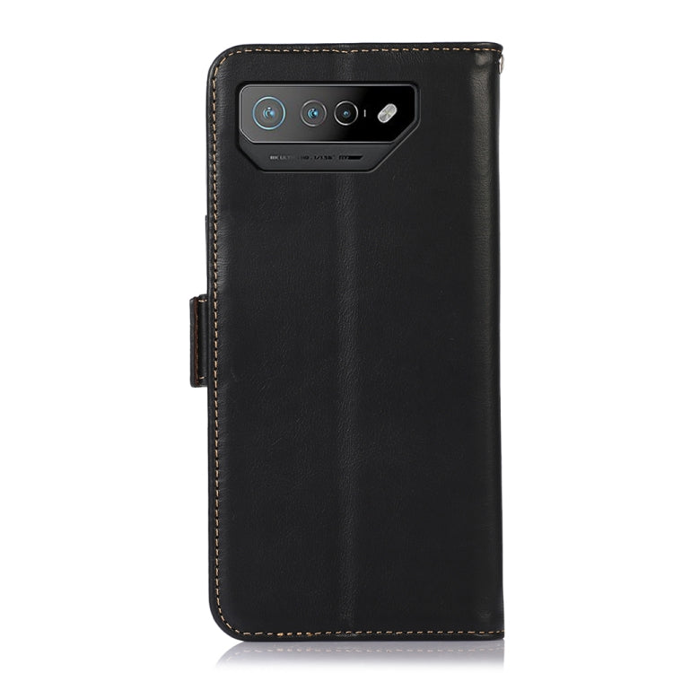 For Asus ROG Phone 7 Crazy Horse Top Layer Cowhide Leather Phone Case(Black) - ASUS Cases by buy2fix | Online Shopping UK | buy2fix