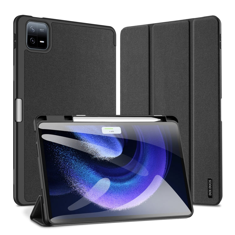 For Xiaomi Pad 6 Pro / Pad 6 DUX DUCIS Domo Series Magnetic Flip Leather Tablet Case(Black) -  by DUX DUCIS | Online Shopping UK | buy2fix