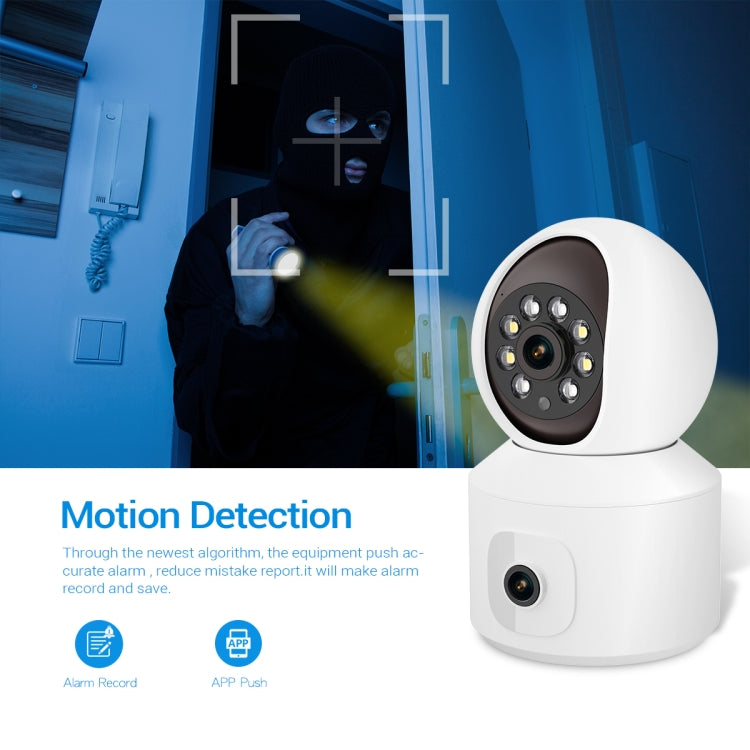 ESCAM QF010 2x2MP Dual Lens Dual Screen Surveillance WiFi Camera Support Two-way Voice & Motion Detection(US Plug) - Wireless Camera by ESCAM | Online Shopping UK | buy2fix