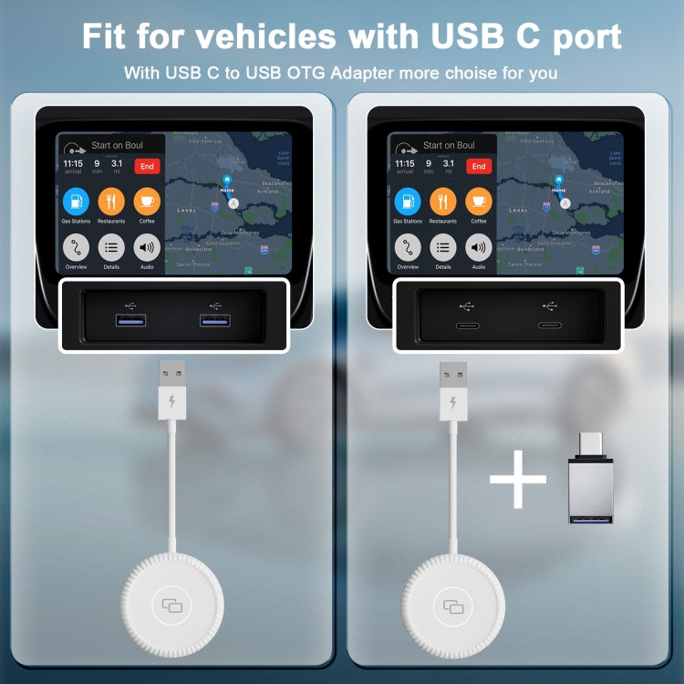 THT-020-6 USB + USB-C / Type-C Carplay Mirror Adapter for iPhone(White) -  by buy2fix | Online Shopping UK | buy2fix