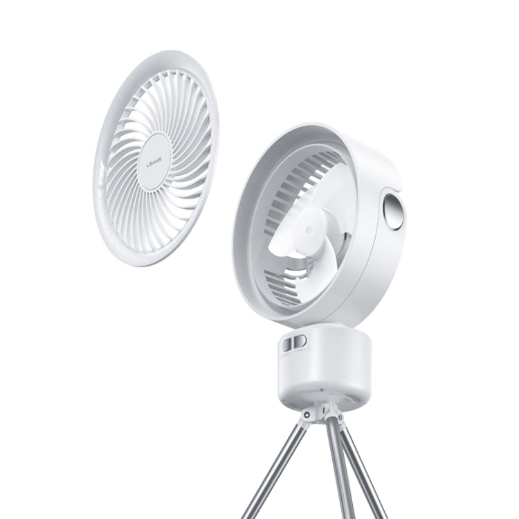 USAMS US-ZB258 Multi-functional Outdoor Shaking Head Silent Fan with Adjustable Light(White) - Electric Fans by USAMS | Online Shopping UK | buy2fix