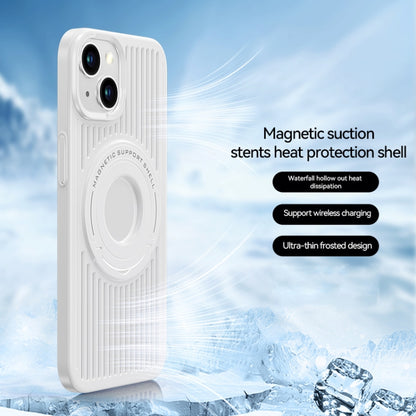 For iPhone 14 Cooling MagSafe Magnetic Ring Holder Phone Case(White) - iPhone 14 Cases by buy2fix | Online Shopping UK | buy2fix